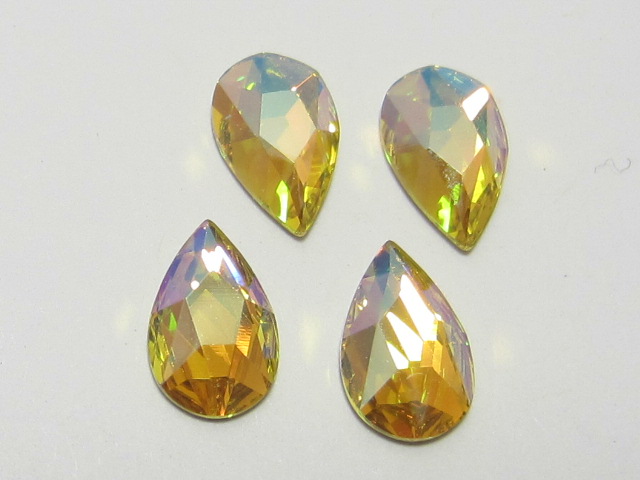 12pcs. PEAR 8x5mm CITRINE SHIMMER FLATBACK European Rhinestones